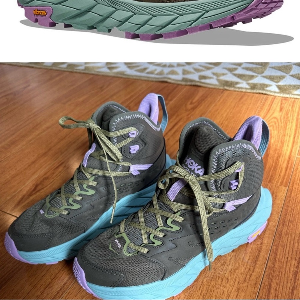 Hoka Brown and Purple Sneakers with Maximalist Cushioning